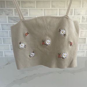 Neutral floral crop top